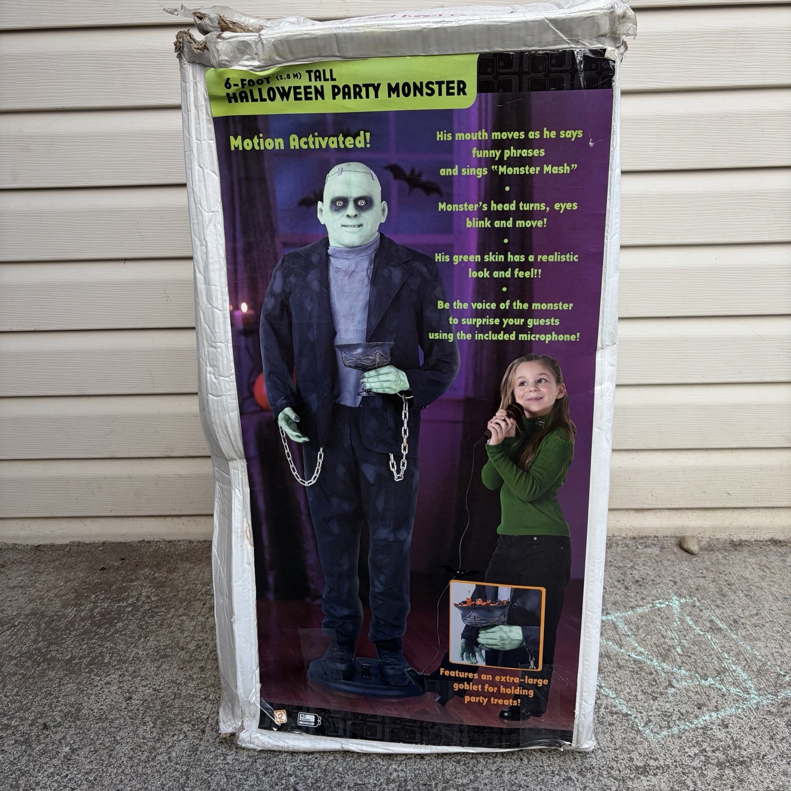 Gemmy Halloween Lifesize 6 Ft Tall Animated Party Monster Rare Motion Activated