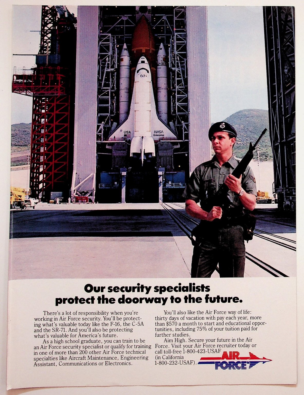 US Air Force Recruitment Ad Space Shuttle Enterprise NASA Ephemera US Air Force Recruitment Ad Space Shuttle Enterprise NASA Ephemera