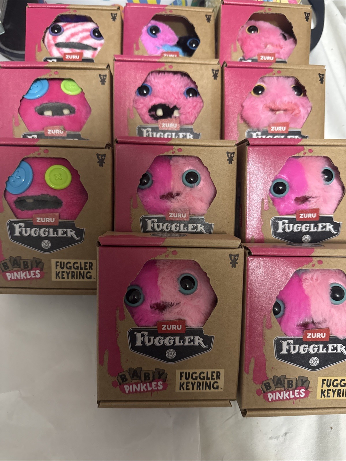 ZURU Fuggler Baby Pinkles Pink Collectible Plush Keyring Keychains Lot If 11