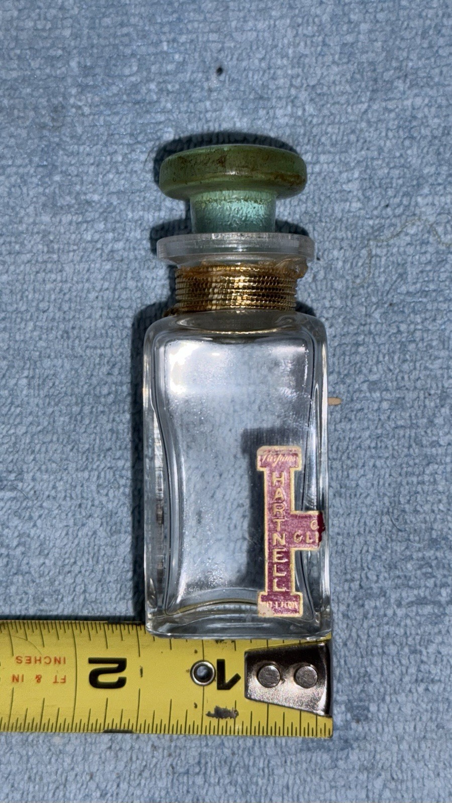 Vintage 1940s Parfums Hartnell Gay Glitter Perfume Bottle Green Glass Stopper