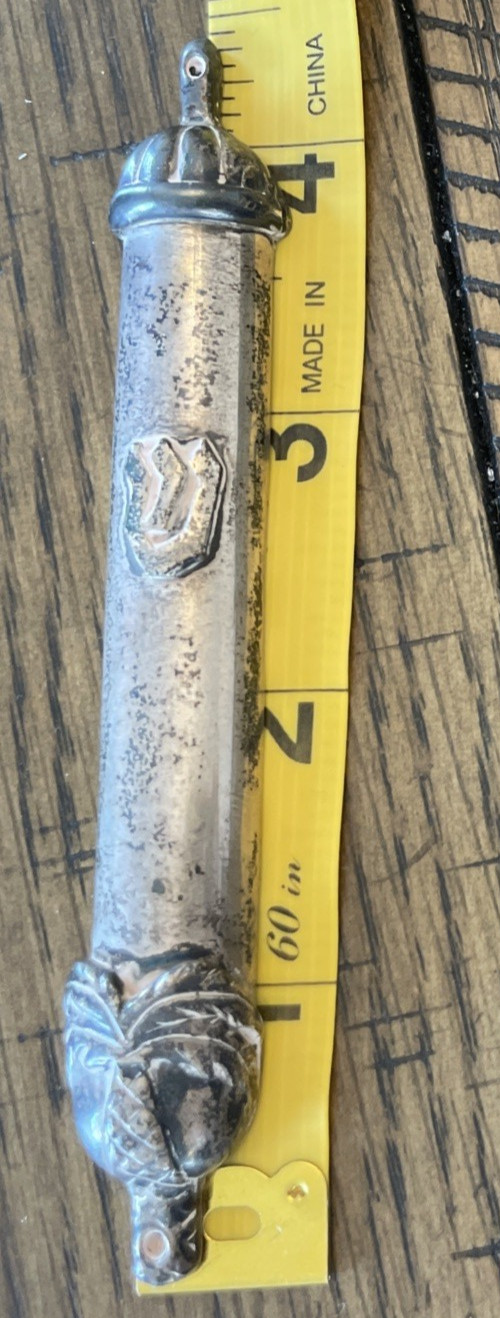 Vintage Sterling Silver Mezuzah Cover Palm Tree Of Life W/klaf  925 Israel 19g