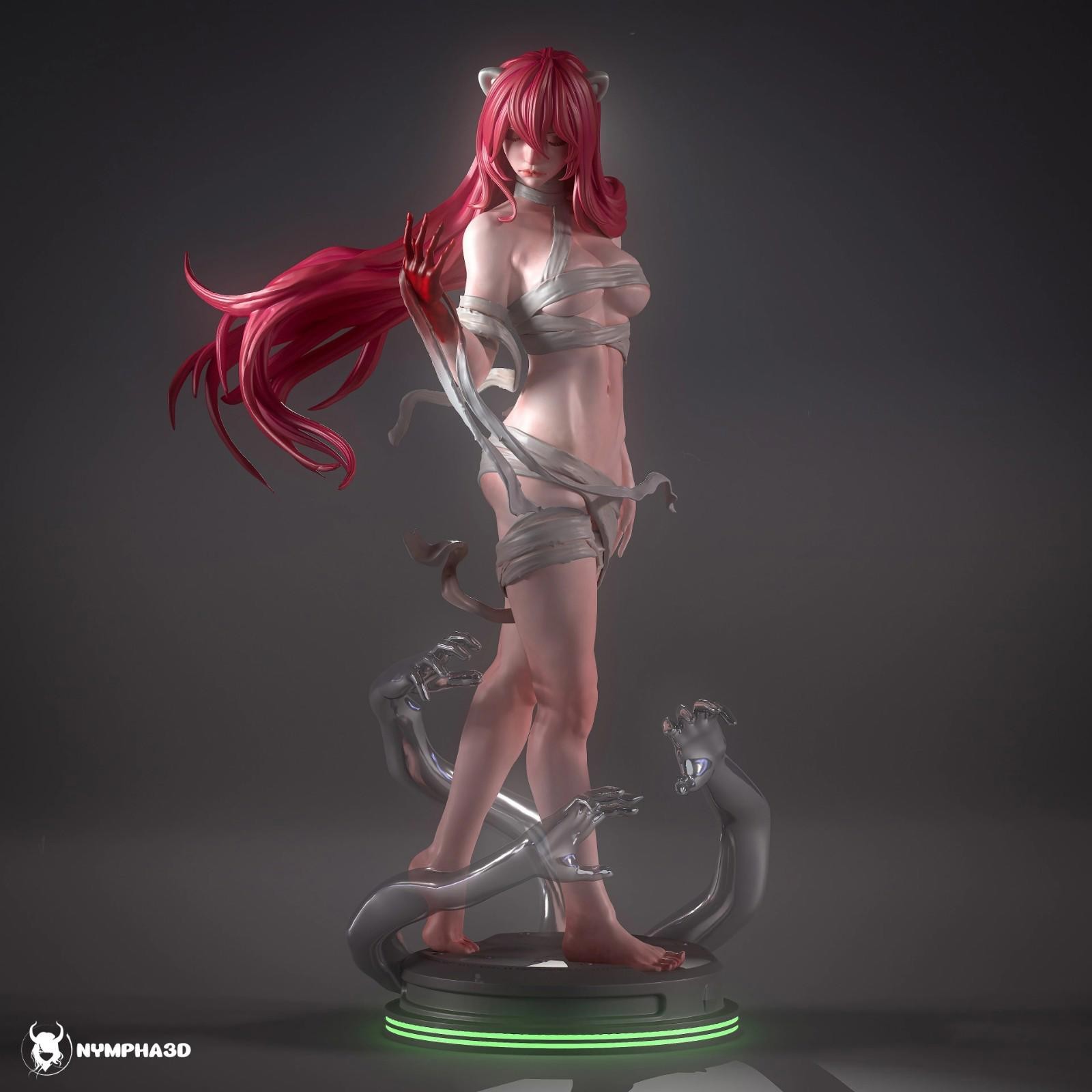 1:6 Lucy Elfen Lied Fan Art UNPAINTED Resin Garage Kit 2 Head Switchouts