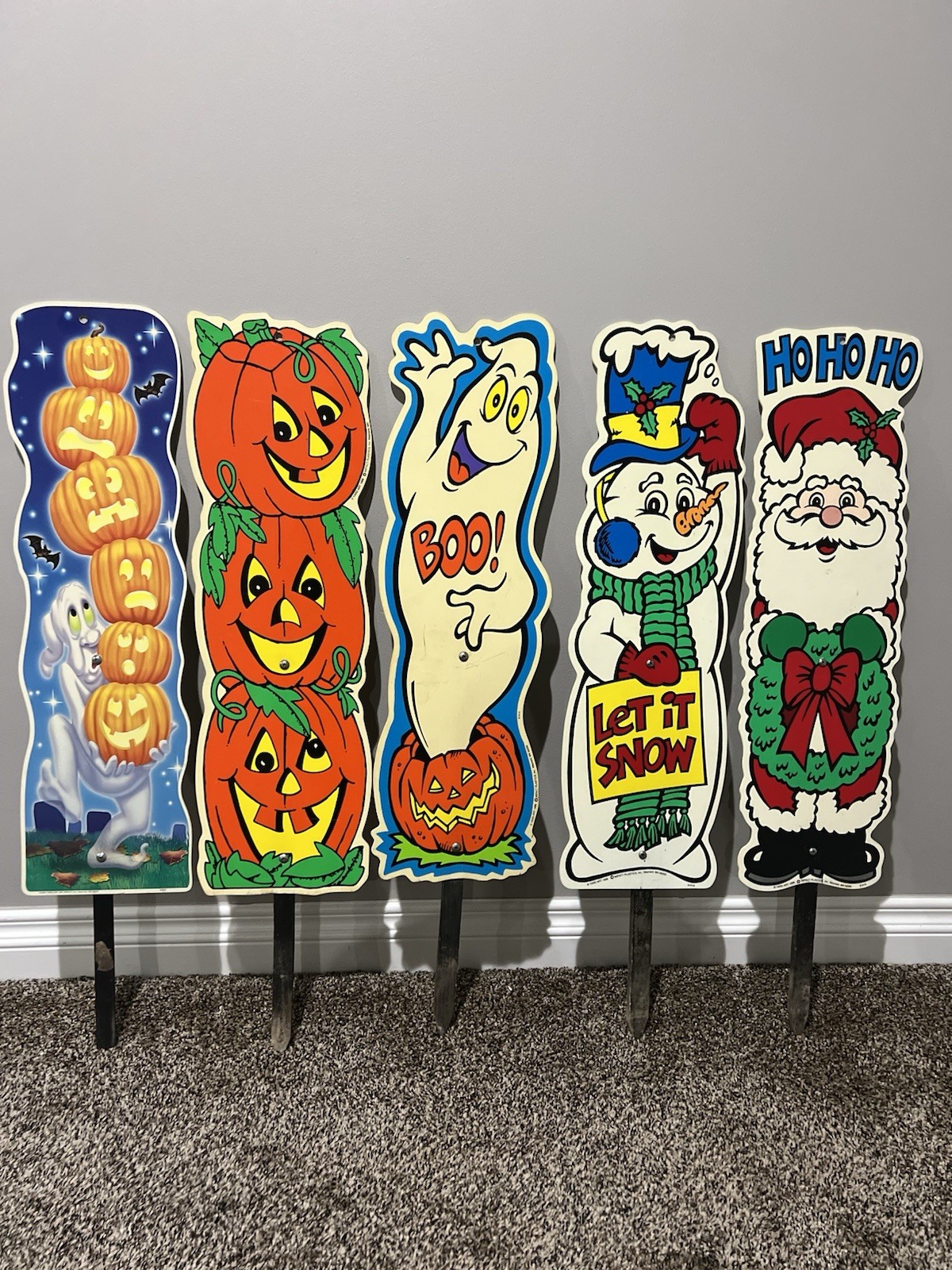 Lot Of 5 Vintage 90's Halloween/Christmas Yard Art Signs Impact Plastics Lot Of 5 Vintage 90's Halloween/Christmas Yard Art Signs Impact Plastics