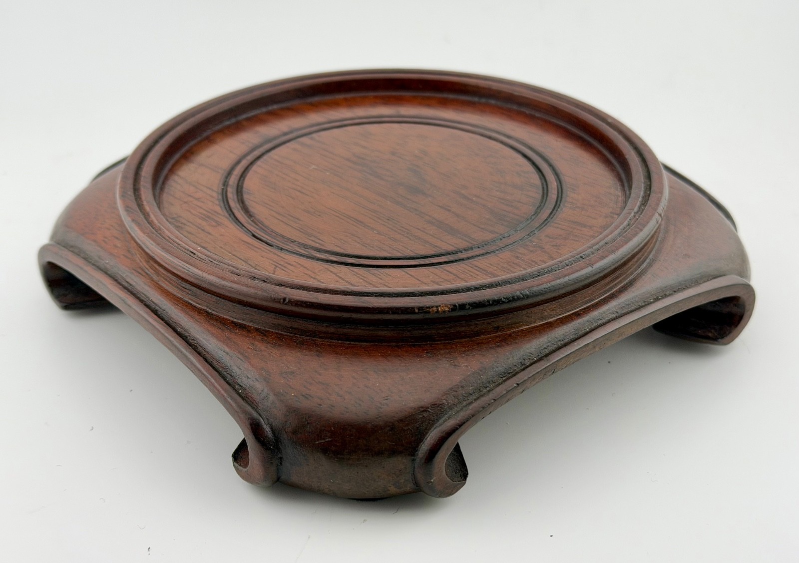Chinese Carved Wood Display Stand Pedestal-Brown- 5 inch surface