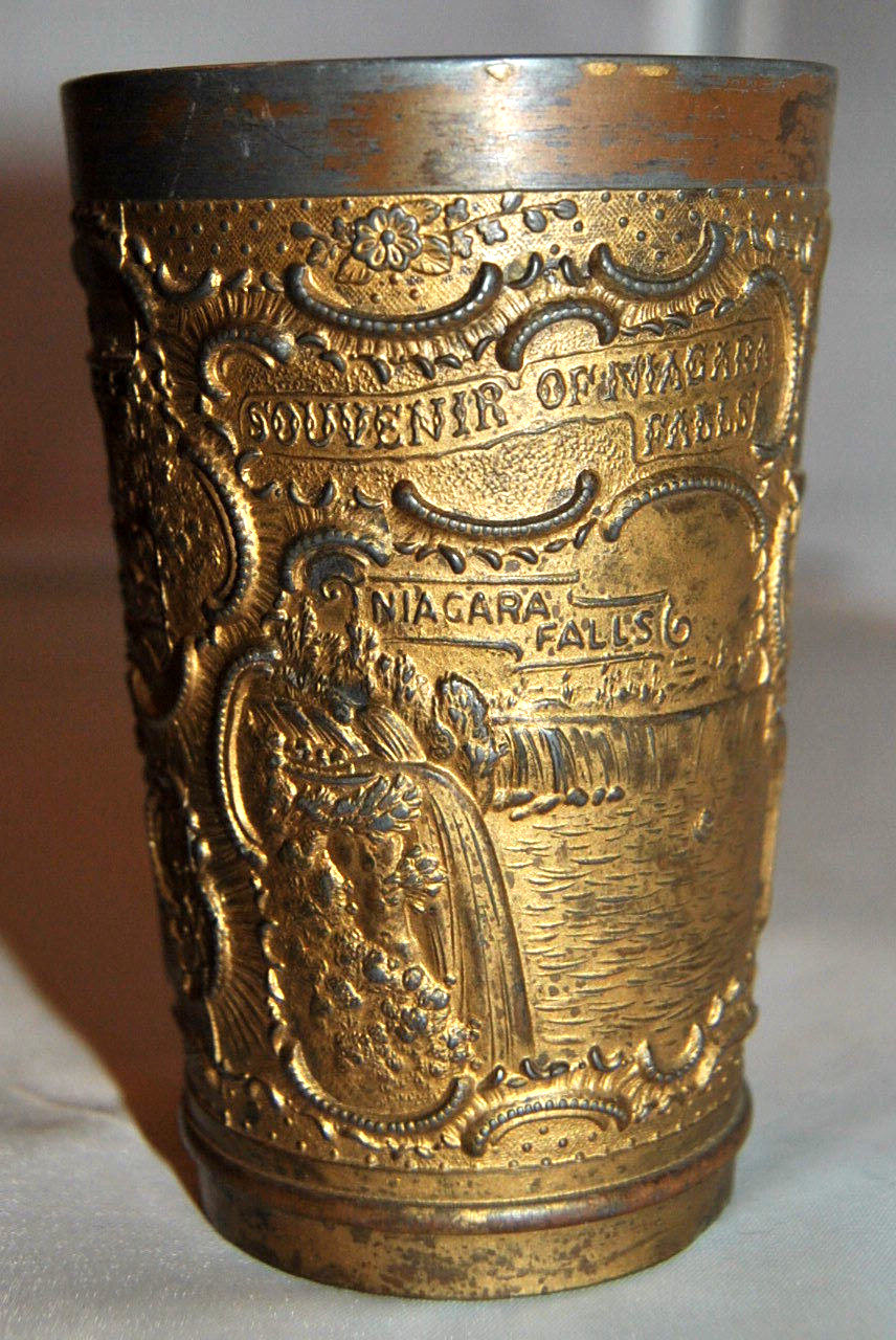 RARE Antique Souvenir of NIAGARA FALLS Brass Copper Cup c1930s 