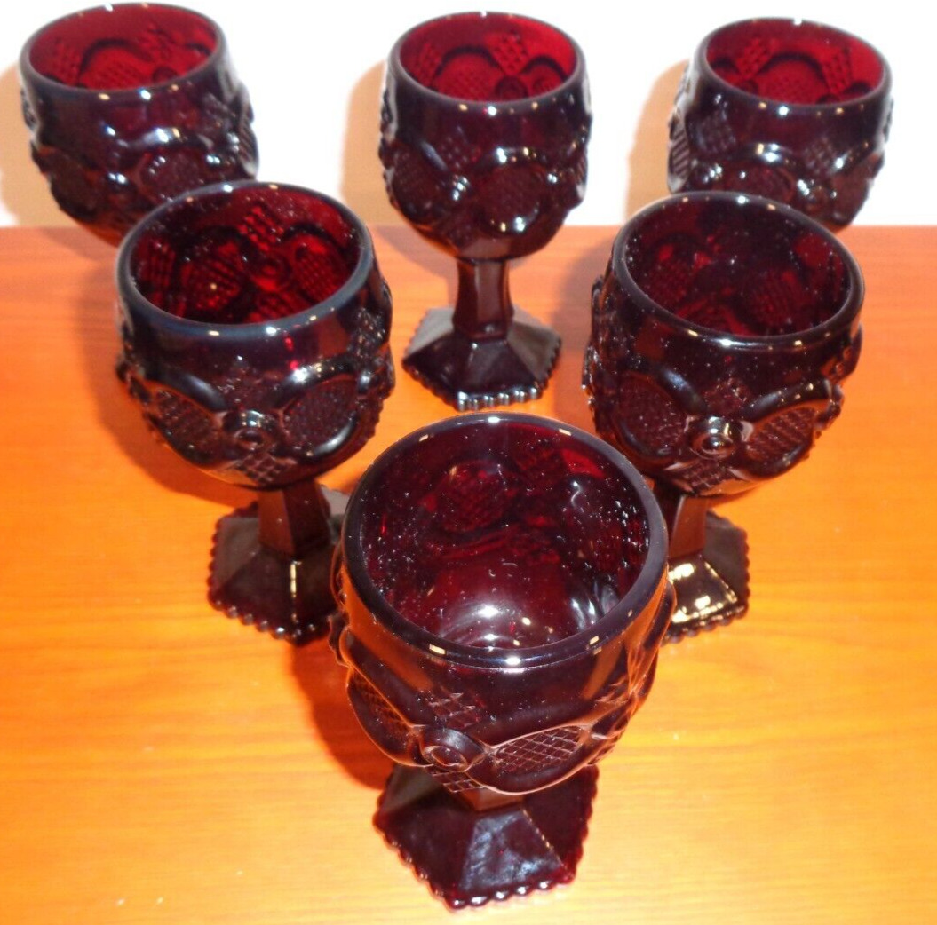 Vintage Avon Cape Cod Rudy Red Glass Cordial Glasses - Set of 6