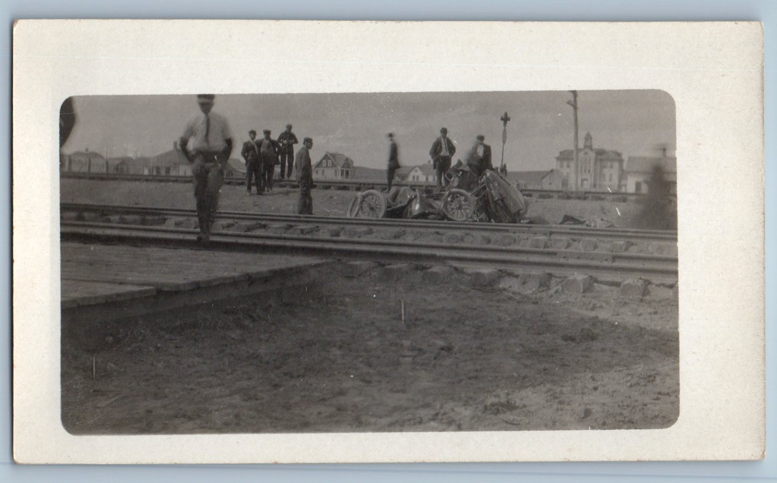 c1910\'s Car Train Wreck Accident # 1 RPPC Photo Unposted Antique Postcard