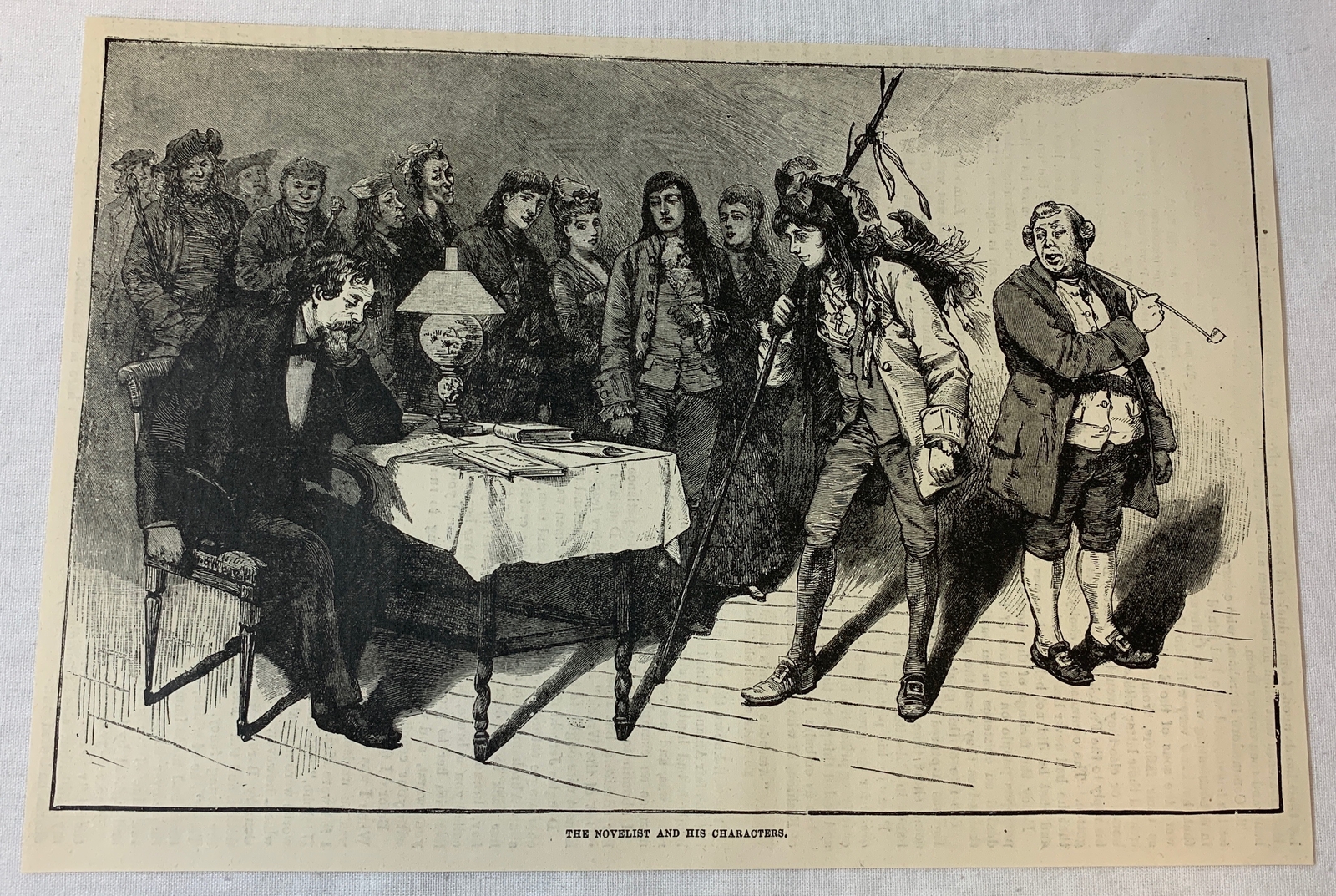 1887 magazine engraving~ CHARLES DICKENS AND HIS CHARACTERS