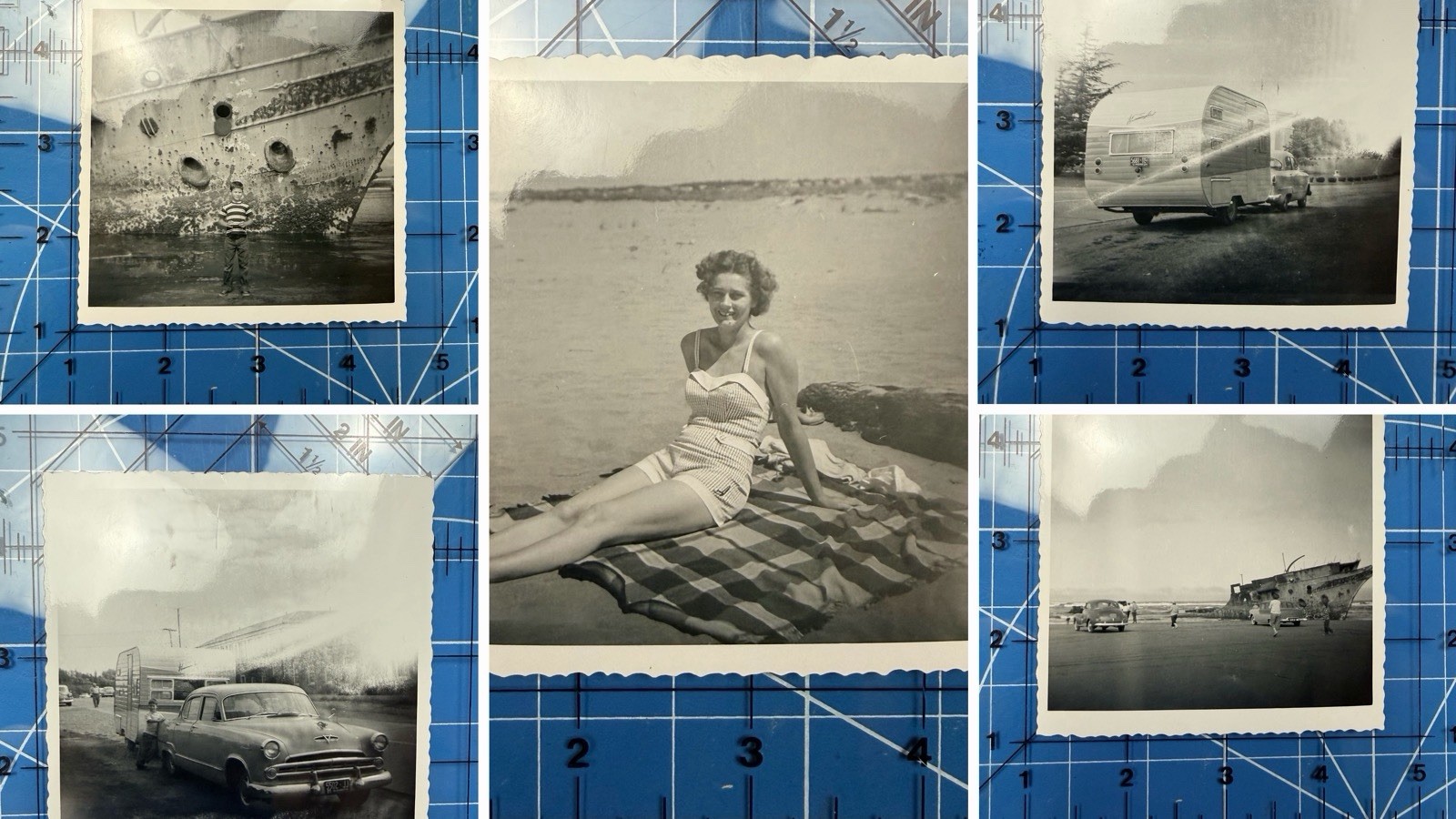 1950s INTREPID Shipwreck Long Beach WA Original Snapshot Photo Lot 5 Family Trip