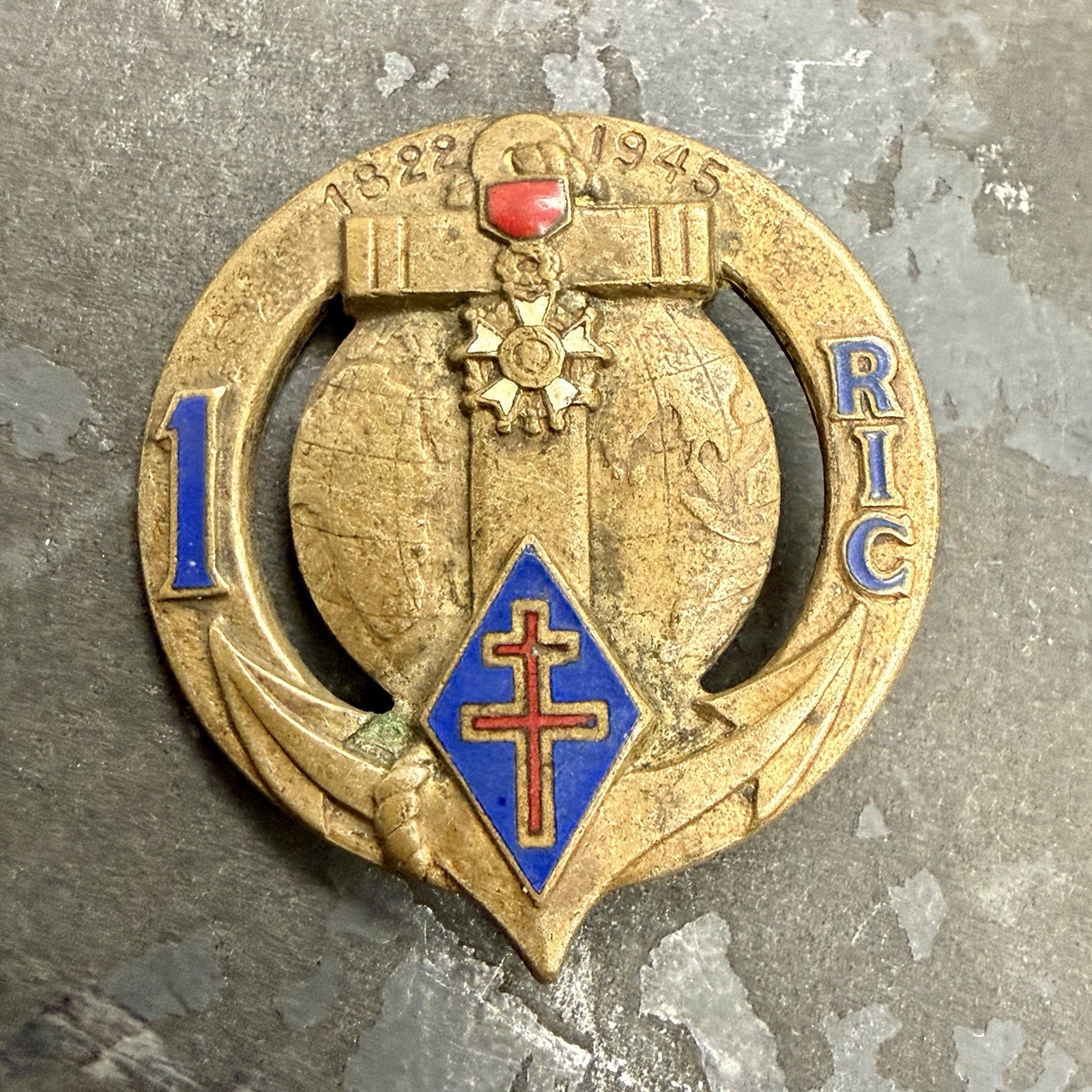 Org Indochina French 1st RIC Reg Inf Colonial Badge Marines