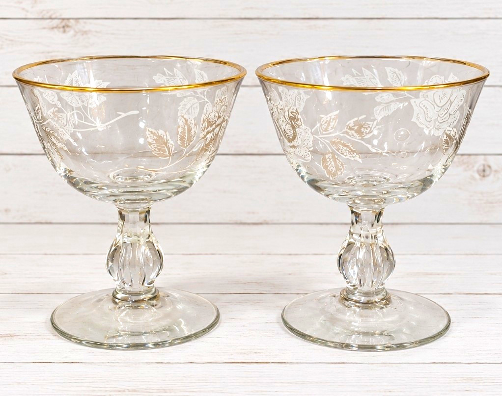 MCM 1960\'s Crystal Rose Goblets MCM 1960\'s Crystal Rose Goblets