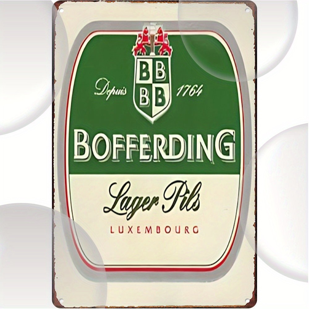 Tin Metal Signs Home Décor Vintage Bofferding Lager Pils Luxembourg Beer Label
