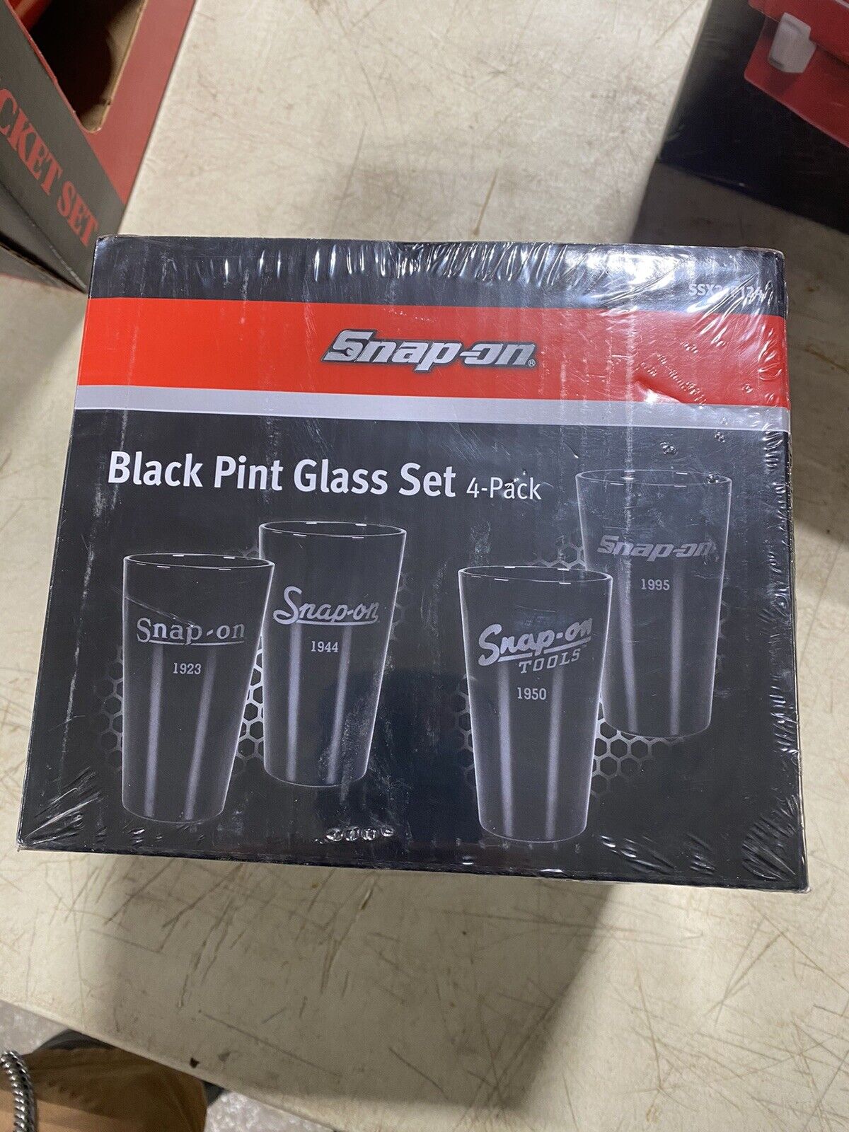 snap on black pint glass set 4 pack new ssx21p124