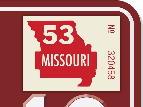 1953 Missouri License Plate Registration Sticker, MO, Classic, Vintage, Tag