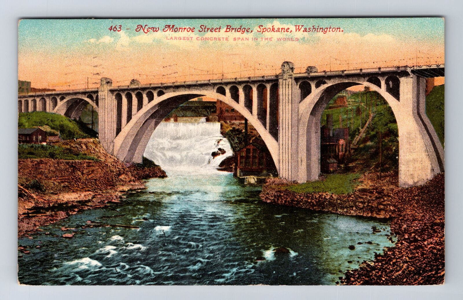 Spokane WA-Washington, New Monroe Street Bridge, Vintage Souvenir c1912 Postcard