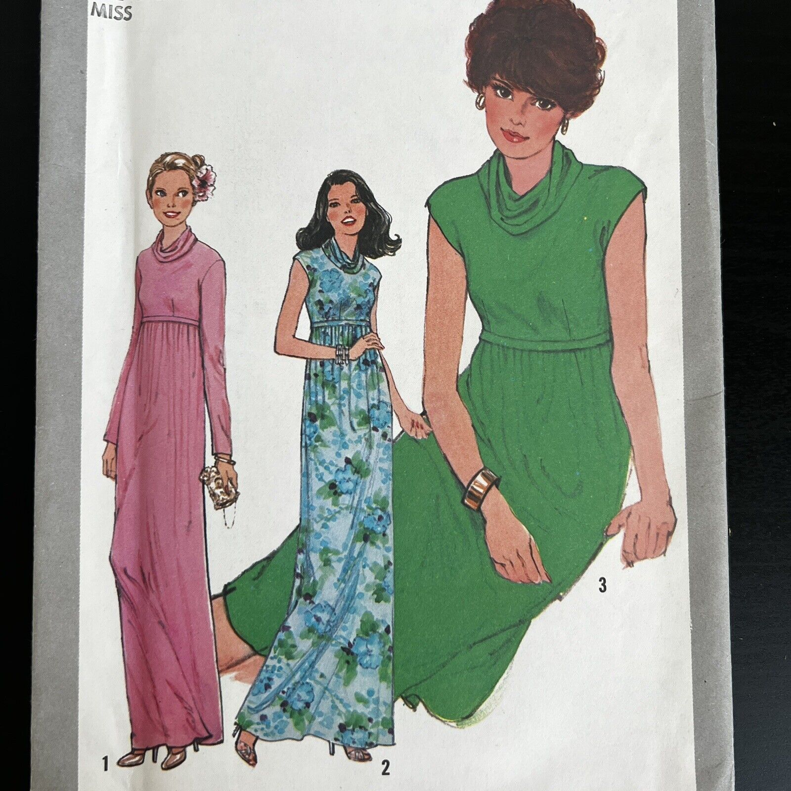 Vintage 1970s Simplicity 8402 Cowl Collar Dress Sewing Pattern 6 8 XXS UNCUT