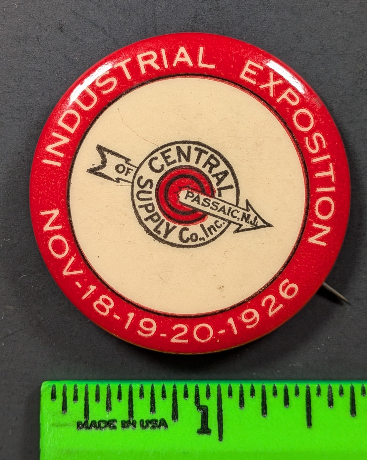Vintage 1926 Industrial Exposition Passaic New Jersey Pinback Pin Vintage 1926 Industrial Exposition Passaic New Jersey Pinback Pin