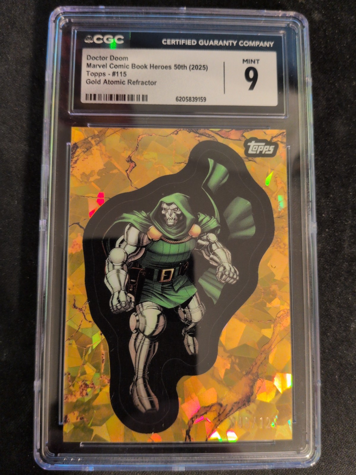 Topps 2025 Marvel Comic Book Heroes 50th DOCTOR DOOM 12/125 Gold Atomic CGC 9