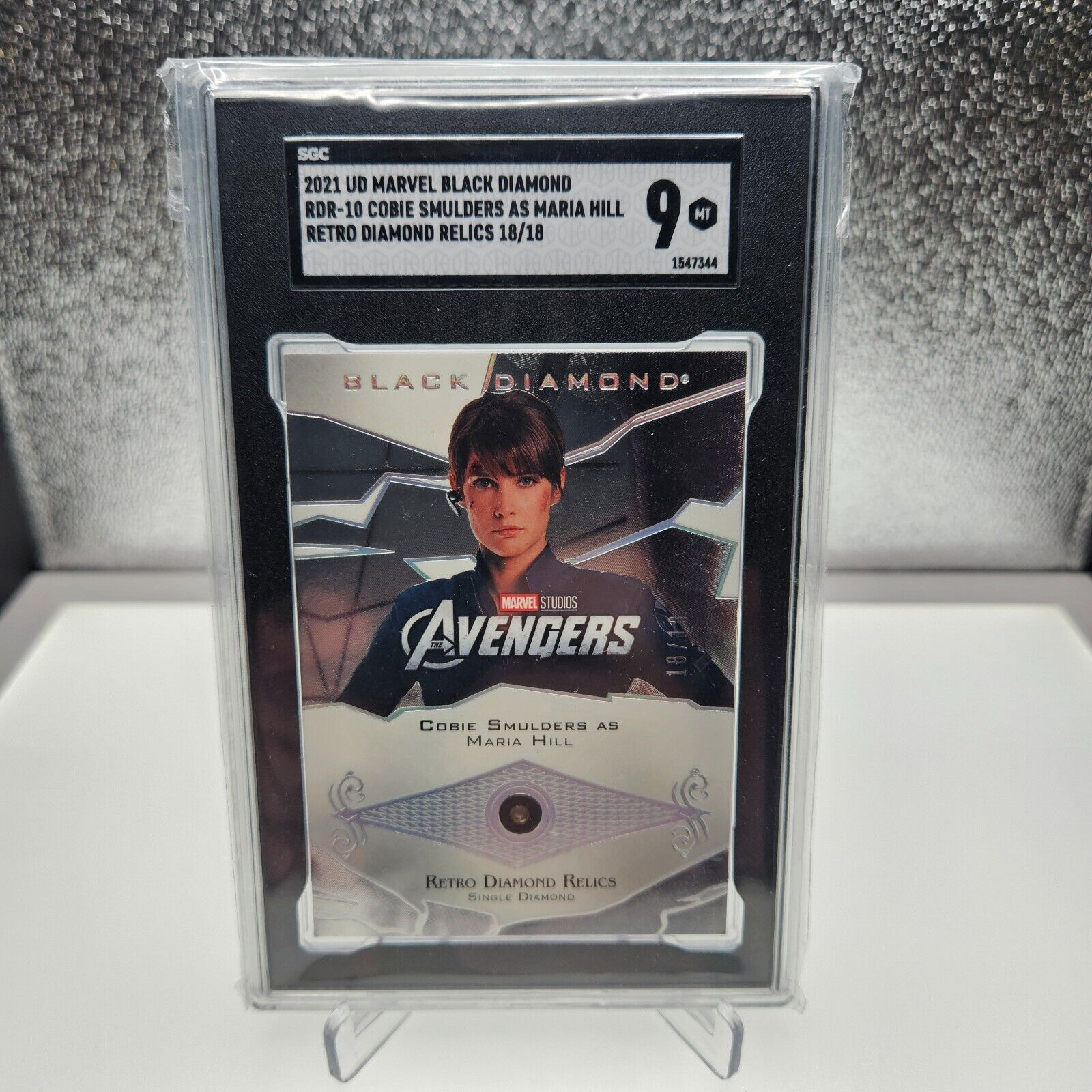 2021 UD Marvel Black Diamond Cobie Smulders as Maria Hill SGC 9 Relic Card OMEGA
