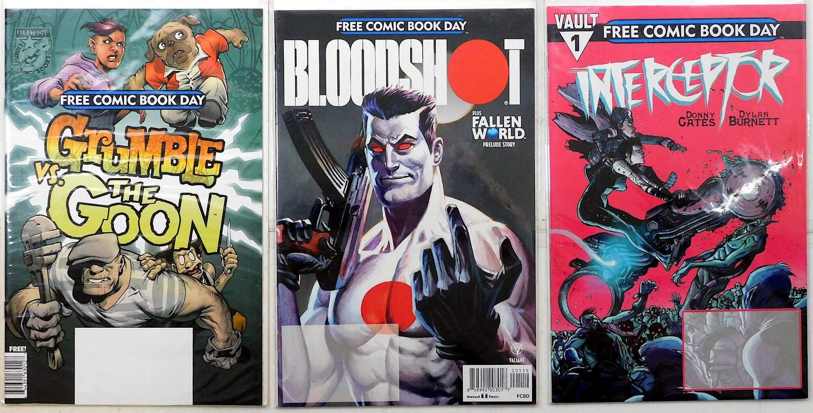 FCBD Lot 3 #Grumble Goon, Bloodshot, Interceptor 2019 Exploding Albatross Comics