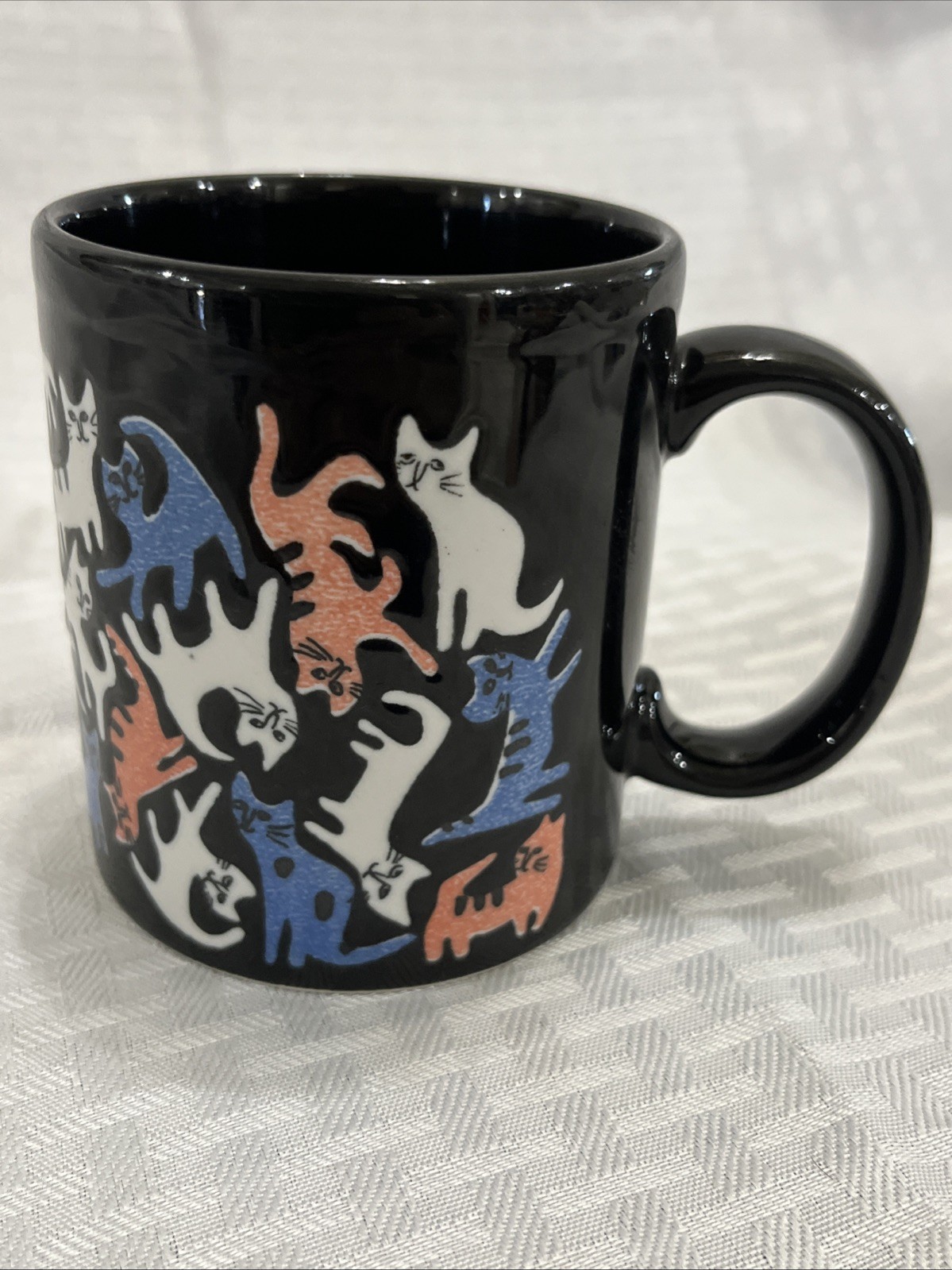 Vintage Japanese Otagiri Scattered Cats Black Graphics All Over Cats Mug Vintage Japanese Otagiri Scattered Cats Black Graphics All Over Cats Mug