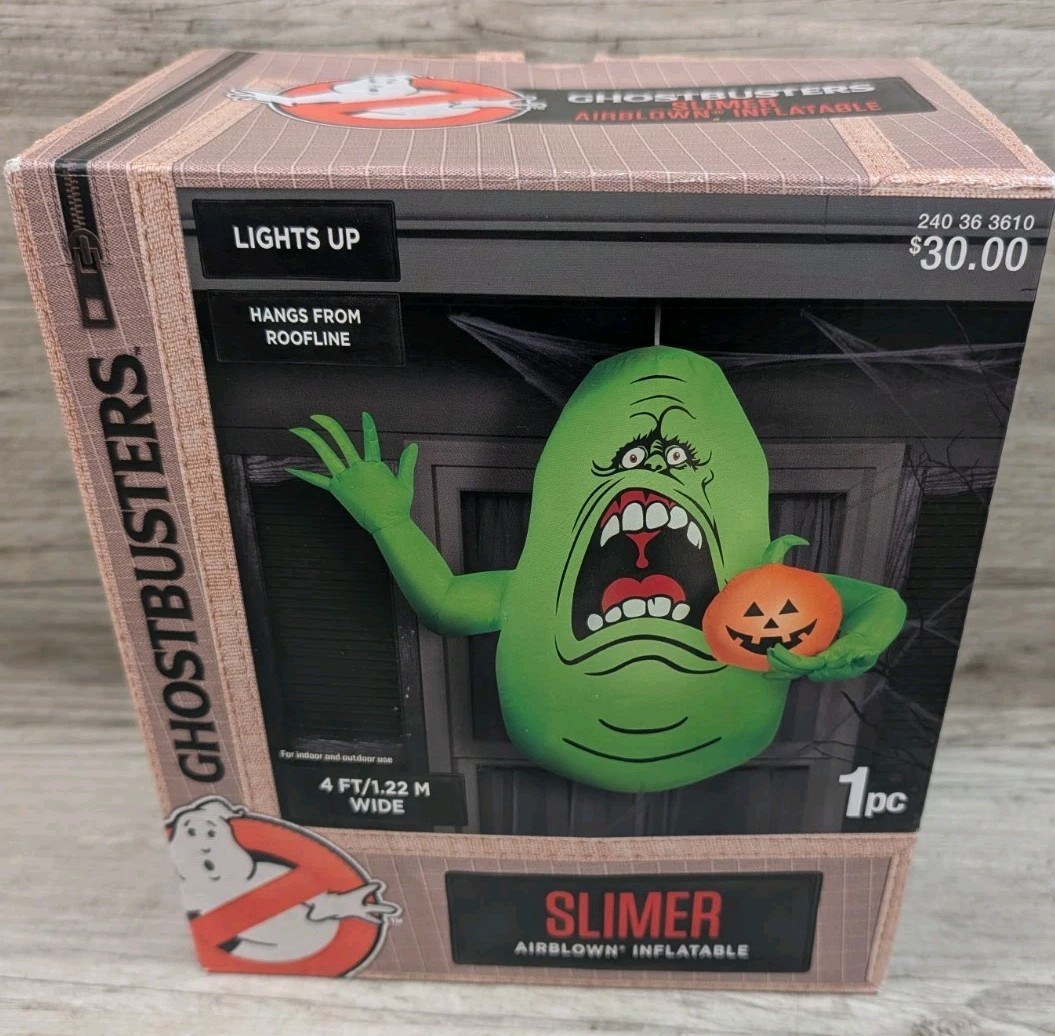 Gemmy 4' LED Ghostbusters Slimer Halloween Inflatable Hanging Blow up Decoration