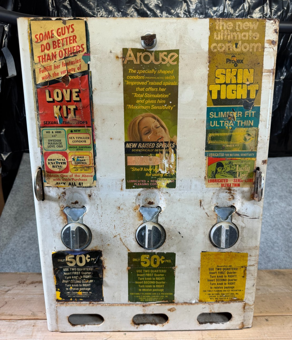 Vtg 1980's 3 Row Condoms Vending Machine, Novelty Collector’s Advertising