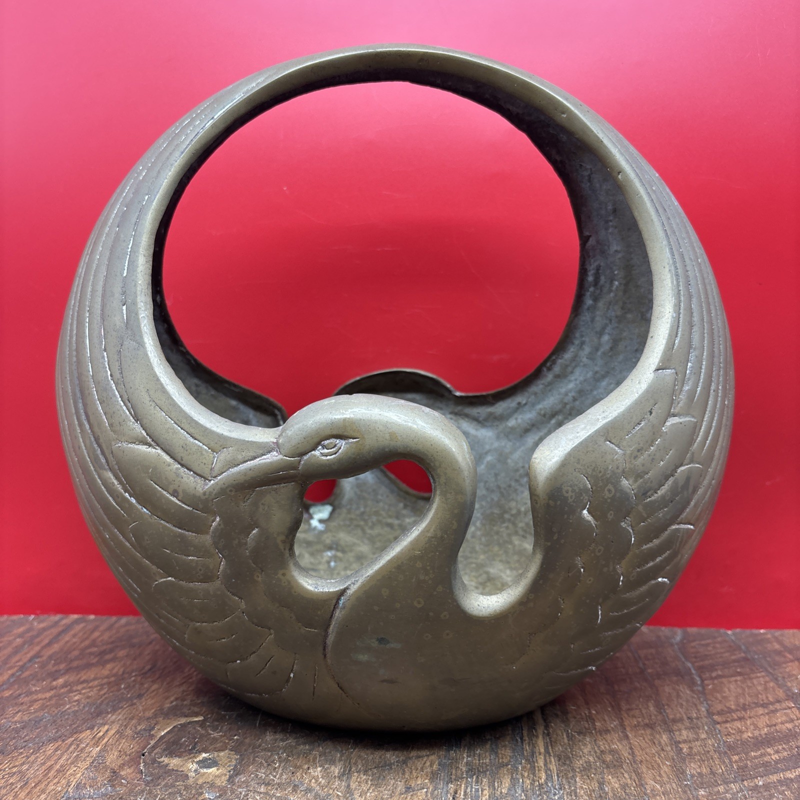 Vintage 9” Crane Bird Solid Brass Basket Art Deco Hollywood Regency Swan Vintage 9” Crane Bird Solid Brass Basket Art Deco Hollywood Regency Swan
