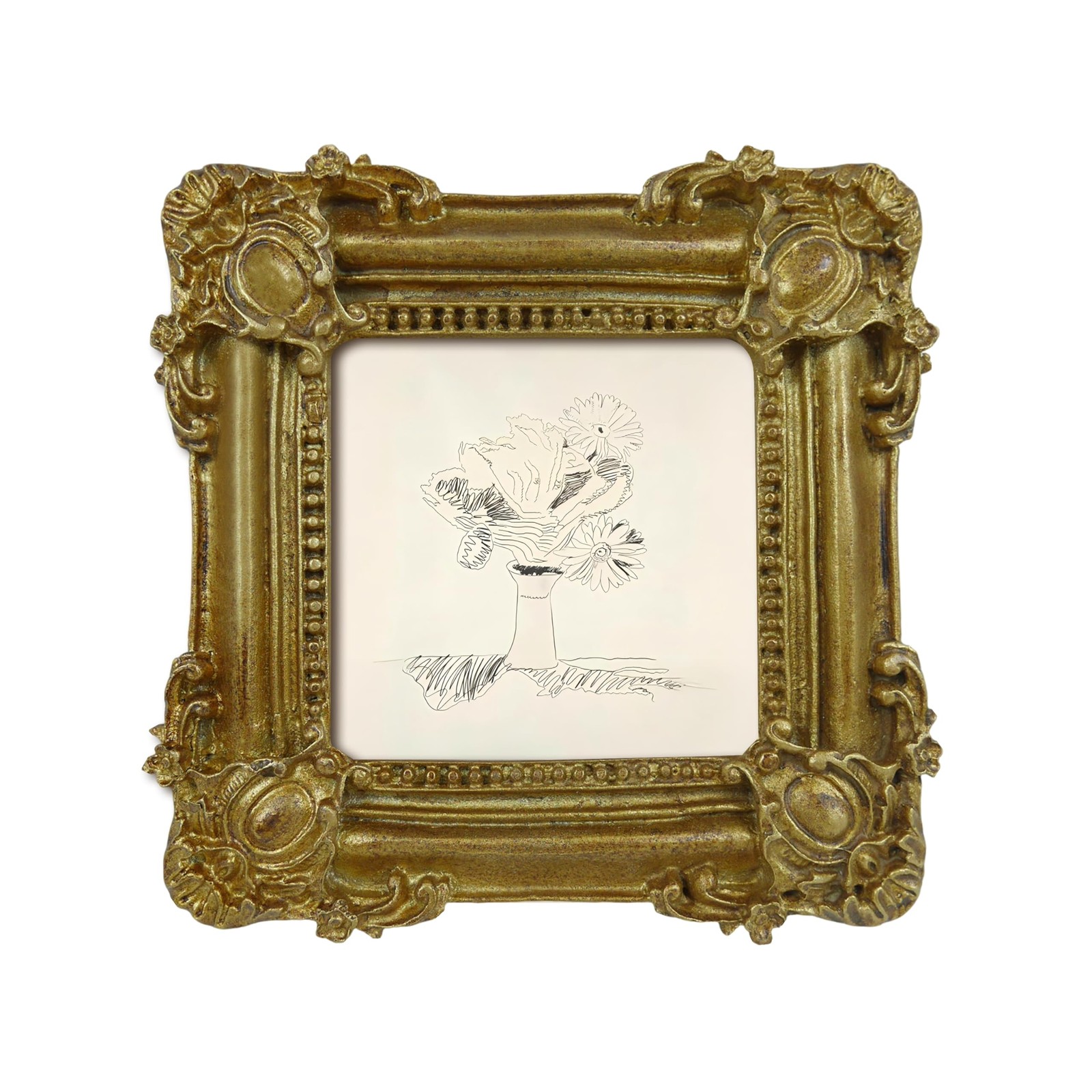 SIMON'S SHOP Gold 3x3 Mini Square Picture Frame Antique Style Small Photo Frame SIMON'S SHOP Gold 3x3 Mini Square Picture Frame Antique Style Small Photo Frame