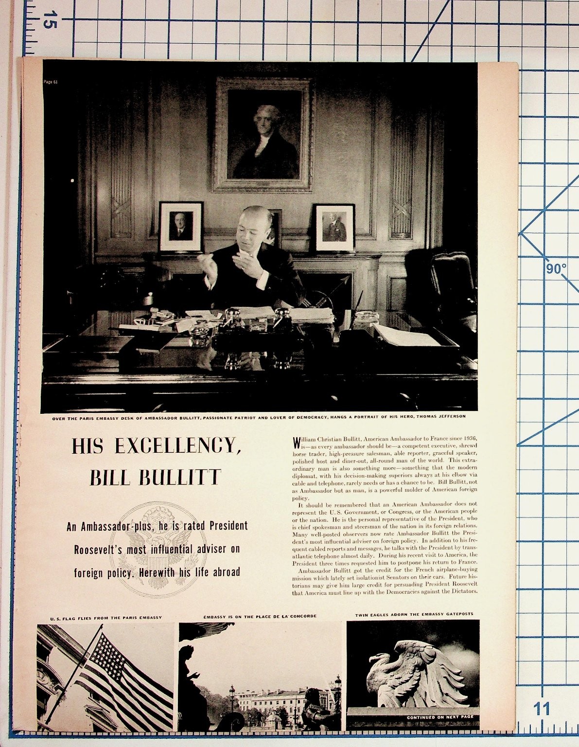 1930s William C. Bullitt US Ambassador to France Magazine Article Photos 1930s William C. Bullitt US Ambassador to France Magazine Article Photos