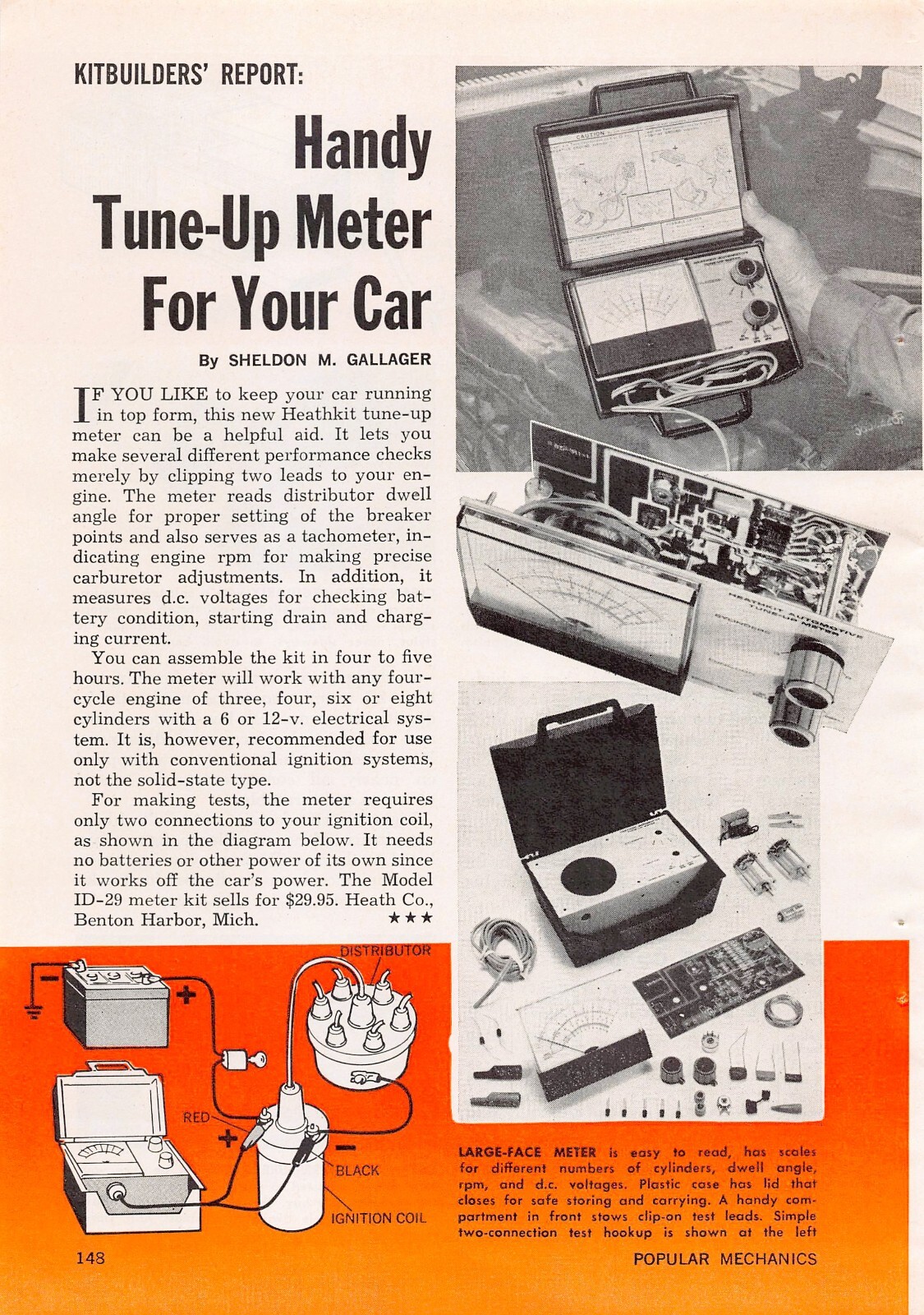 Benton Harbor Michigan Tune-Up Meter Model ID-29 Heathkit Vtg Magazine Print Ad