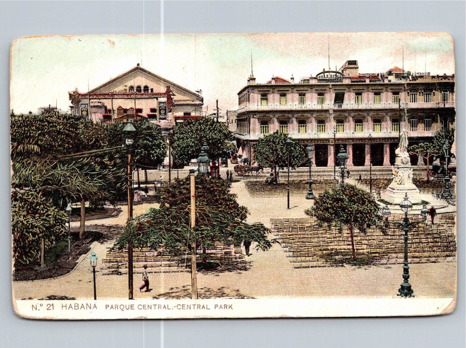 Havana Cuba Parque Central Park Early 1900s Divided Back Postcard