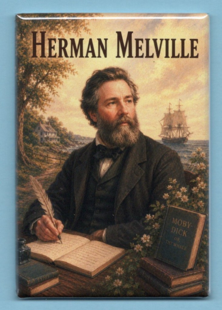 HERMAN MELVILLE *2X3 FRIDGE MAGNET* AUTHOR NOVELIST MOBY DICK WHITE WHALE GIFT