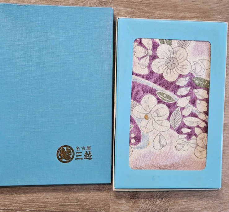  Vintage Mitsukoshi Japan Silk Chirimen Furoshiki Cloth Floral Purple New