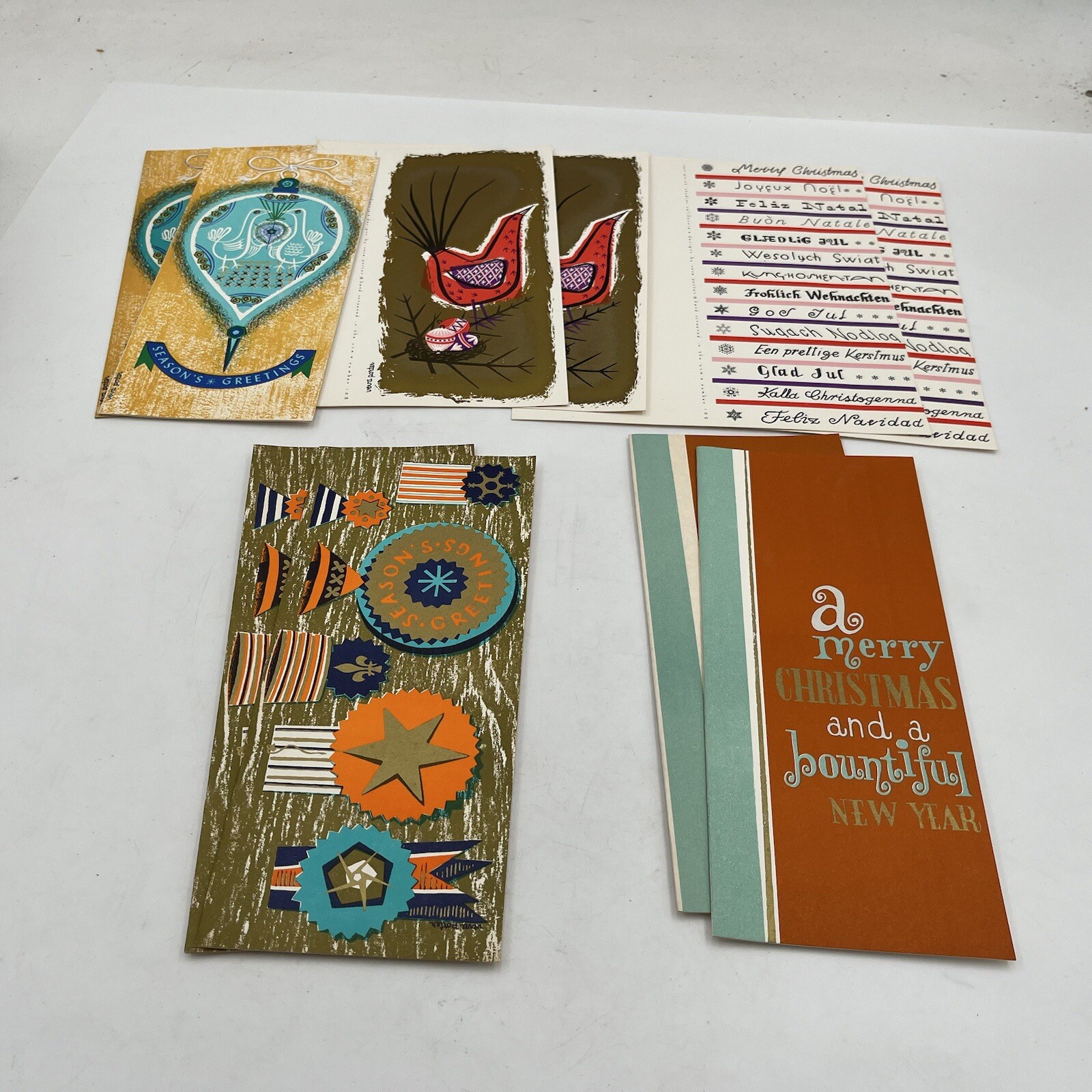 VTG 1950\'s 60s? MCM 10 CHRISTMAS CARDS New NOS W/ Envelopes Blank Mid Century