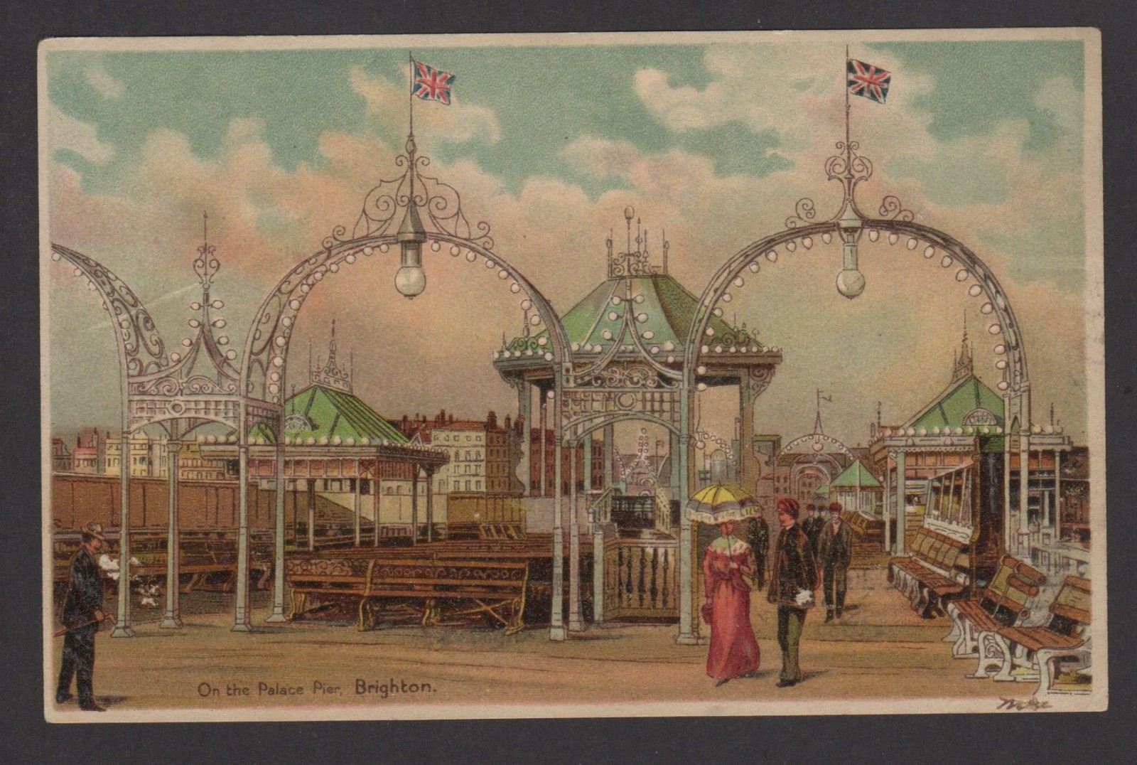 1906 On the Palace Pier HOLD TO LIGHT, HTL Postcard, Brighton England UK 1906 On the Palace Pier HOLD TO LIGHT, HTL Postcard, Brighton England UK