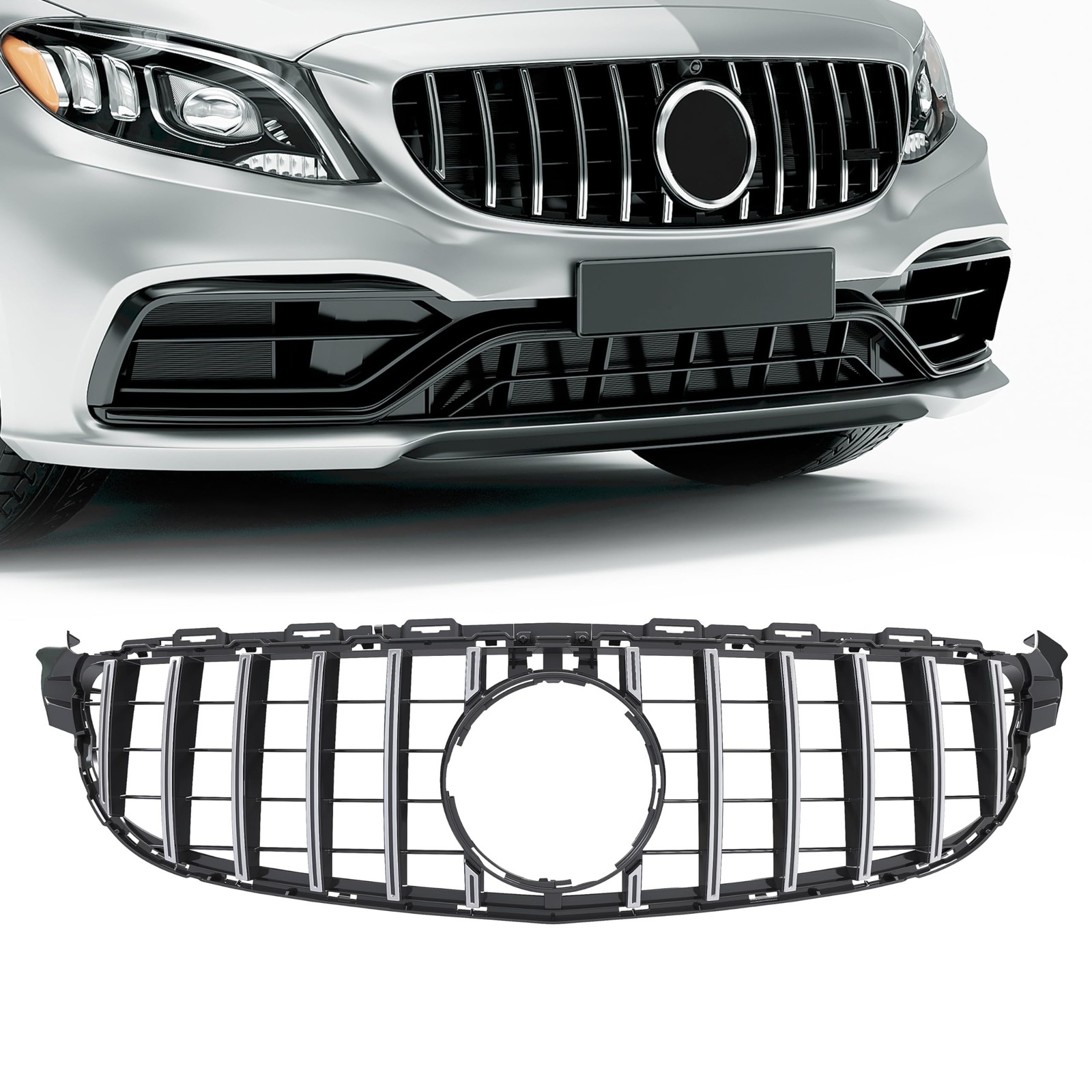 HECASA Front Bumper Grill Compatible with 2015-2018 Mercedes Benz W205 AMG S ...