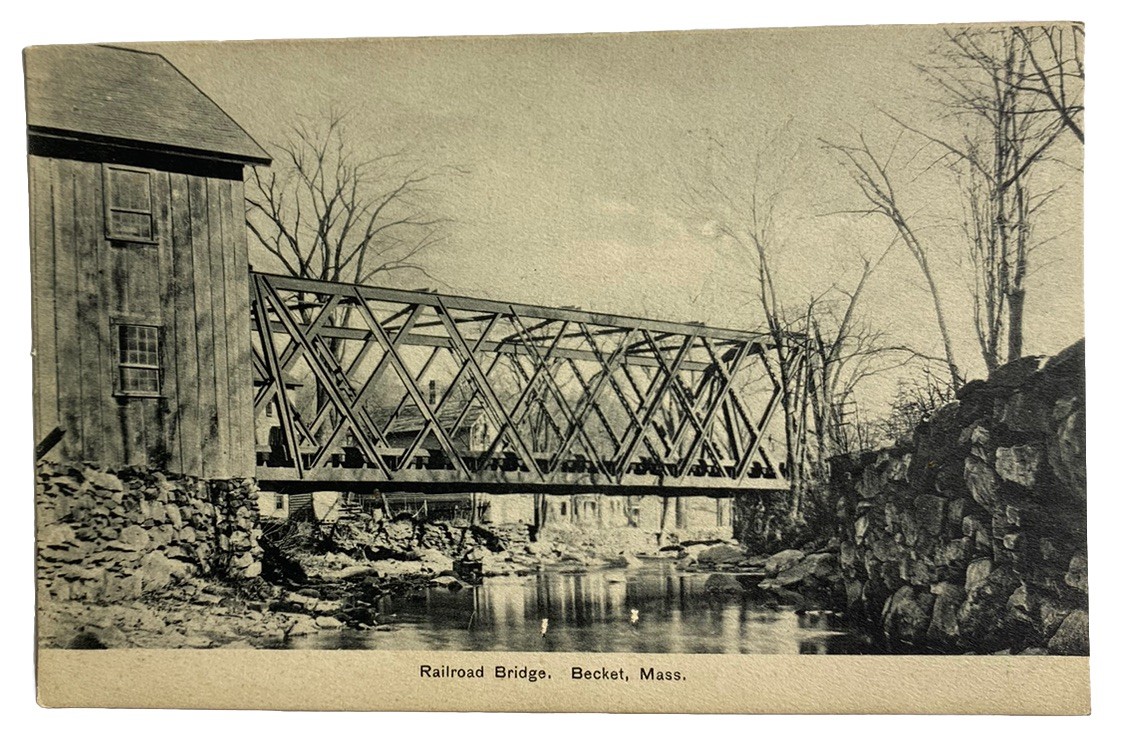 Railroad Bridge ~ Becket Massachusetts MA ~ Antique 1910s Postcard