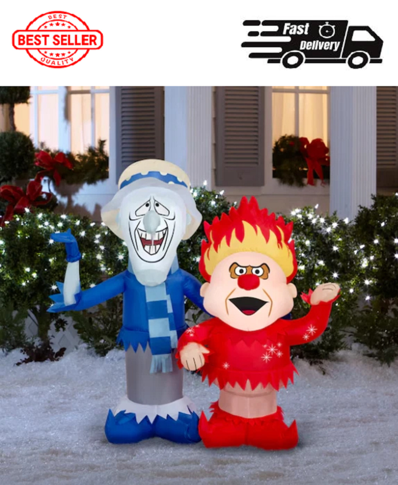 4 Ft Heat + Snow Miser Inflatable Blow Up Prop Gemmy Airblown RARE - IN HAND