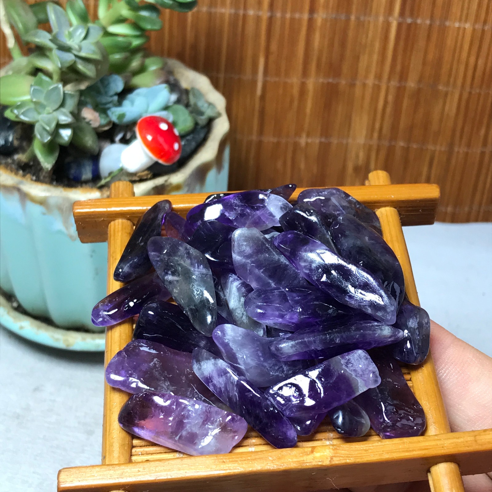 40pcs Natural Dreamy amethyst Crystal gemstone Polish Mineral Specimen 78g A6696