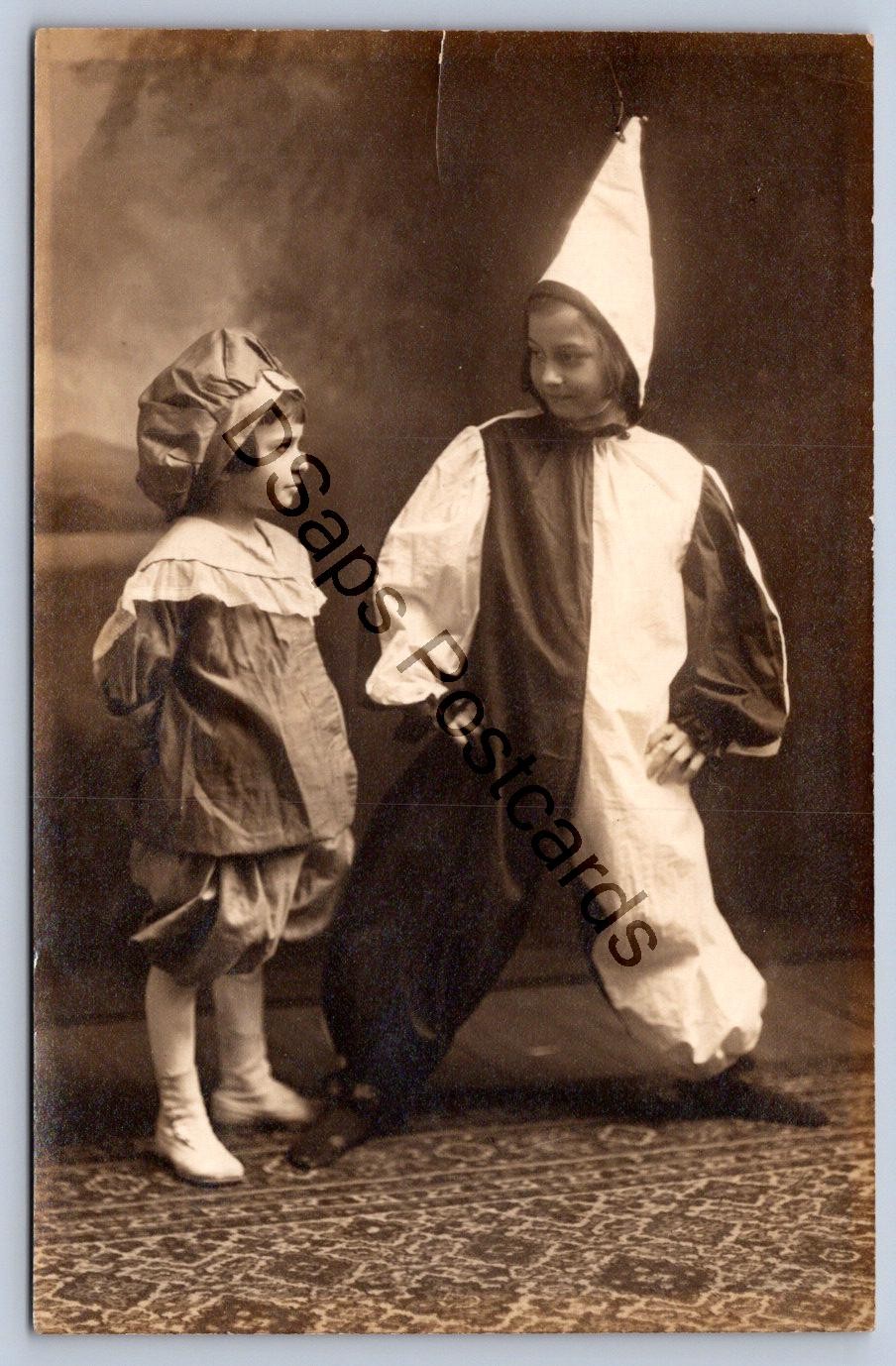 K66/ Interesting RPPC Postcard c1910 Child Dressed as Clown Comic 231