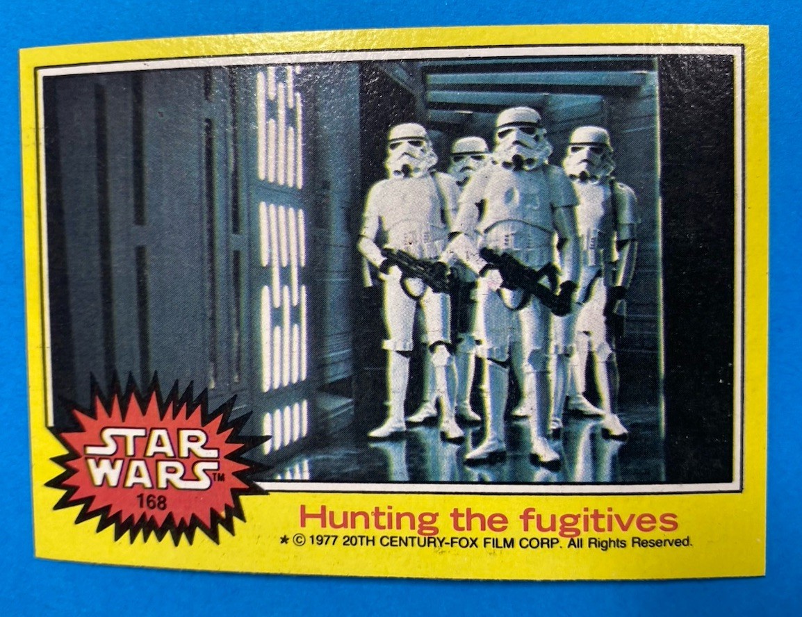 👍🔥🤯 STAR WARS 1977 Topps Series 3 Yellow Hunting Fugitives 168 Mint Centering