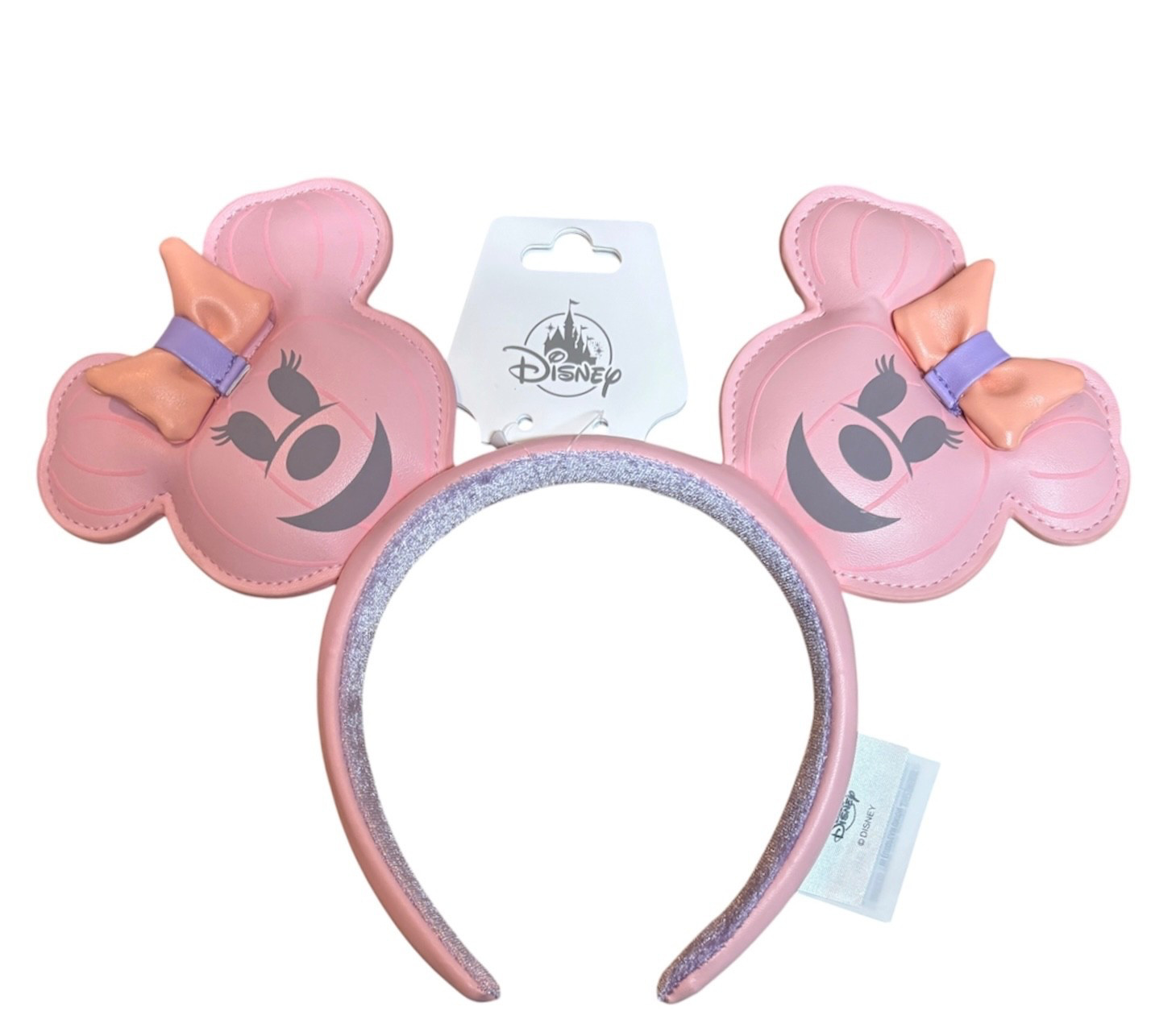 Disney Parks 2026 Halloween Minnie Pumpkin Pink Pastel Ears Headband - NEW