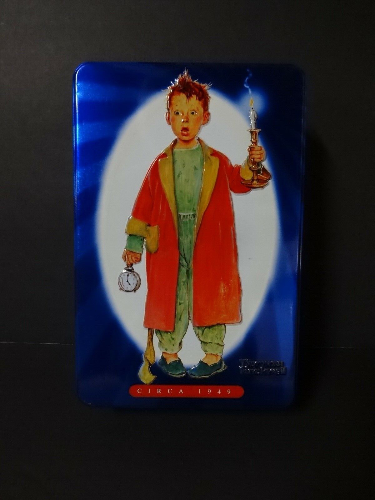 2000 Limited Edition Tin Snickers Norman Rockwell Print Circa 1949 Boy w/Candle