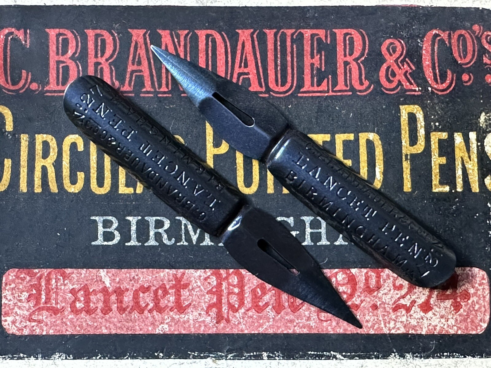 Two Vintage Brandauer 274 Lancet Pen Fine Flexy Dip Nibs