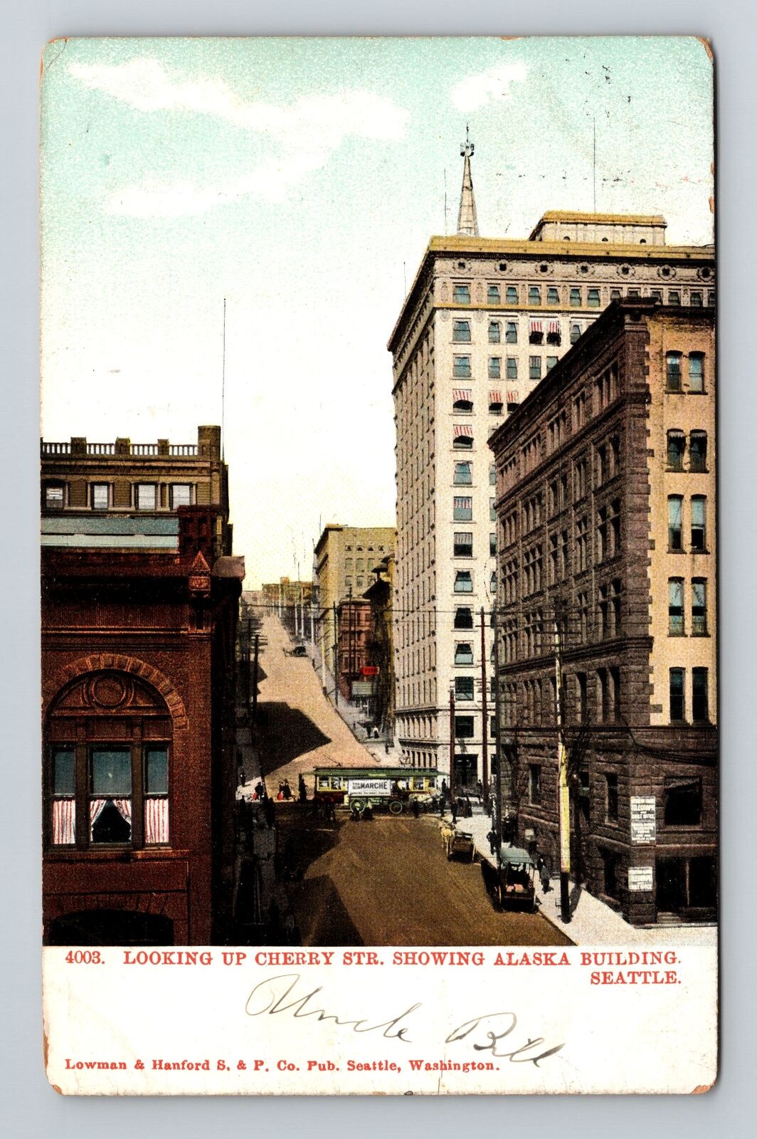 Seattle WA-Washington, Looking Up Cherry Street, Vintage Postcard