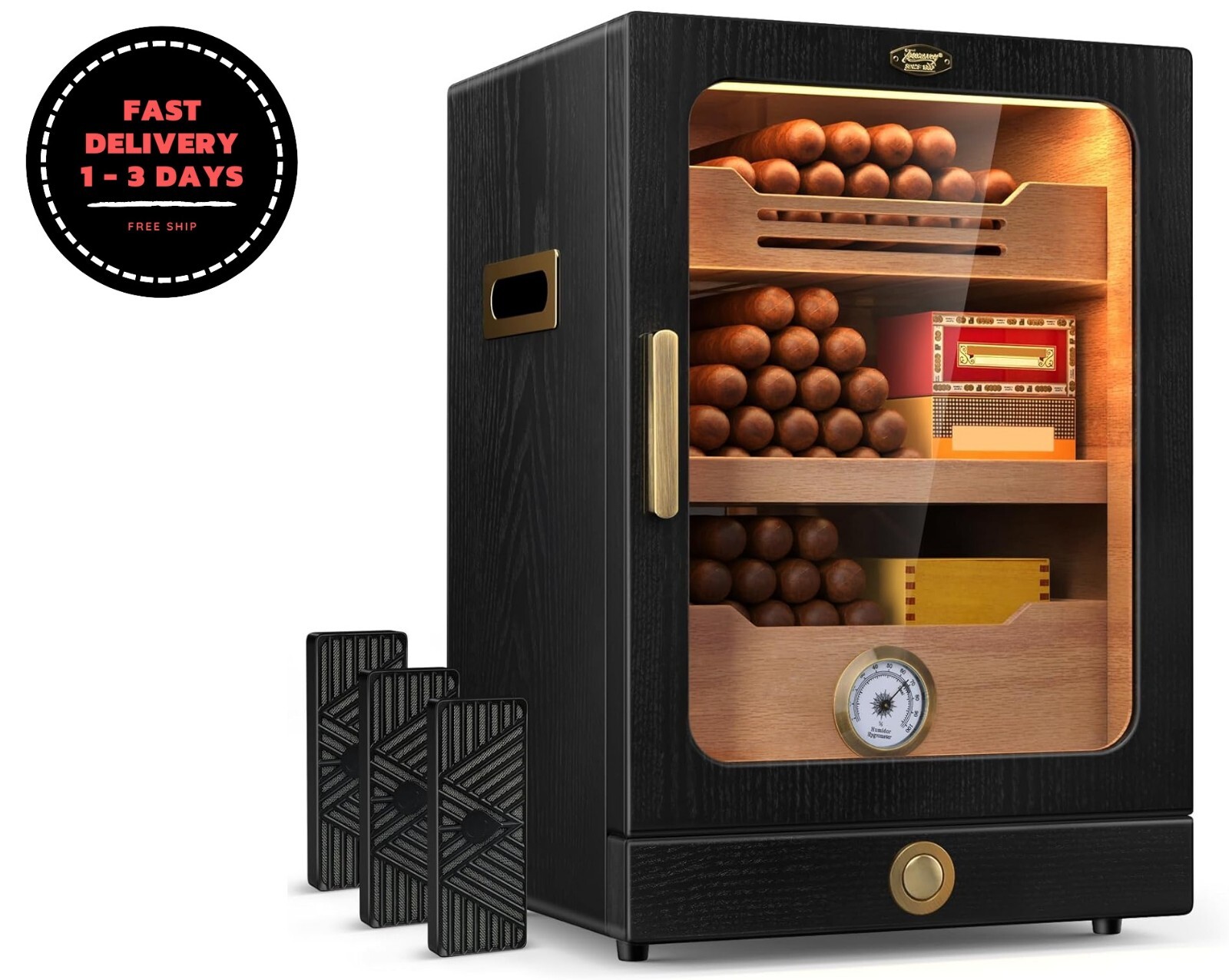 Humidor de cigarros, sistema de control de luz del gabinete del humidor. Nuevo