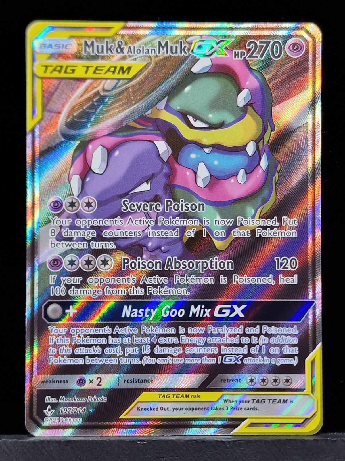 Pokémon TCG Muk & Alolan Muk GX - 197/214 Unbroken Bonds - Full Art Alt Art NM