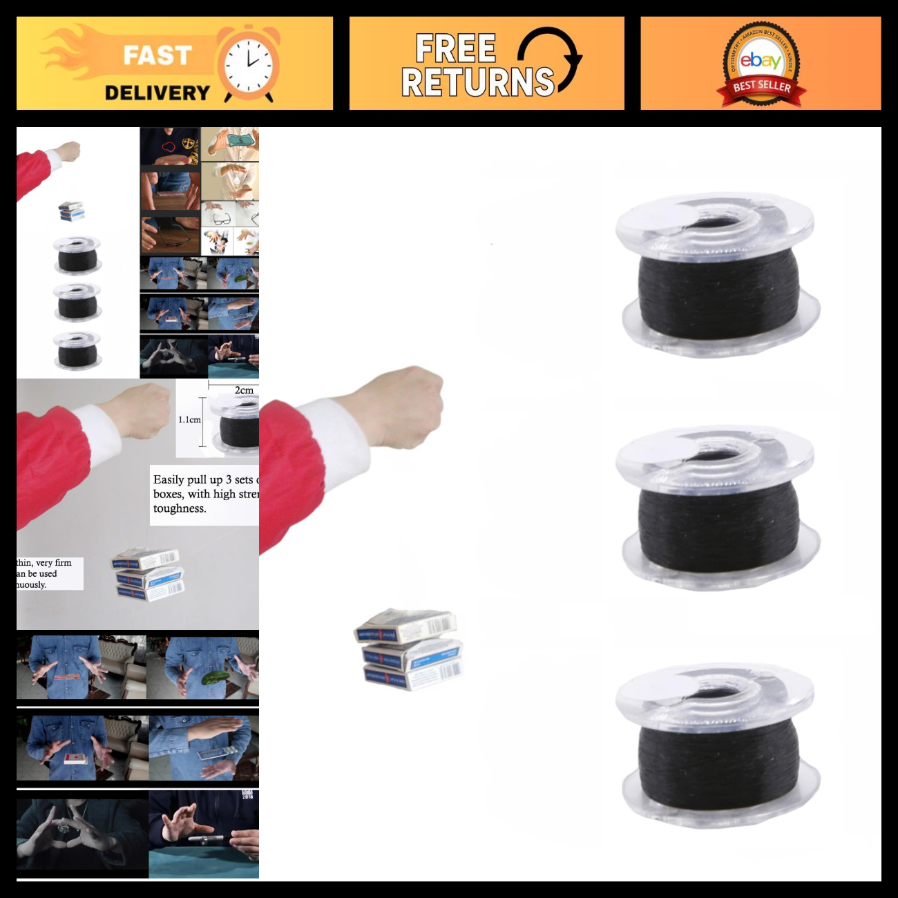 3PCS Invisible Magic Thread Spool Set - High Strength Levitation Filament, Prank