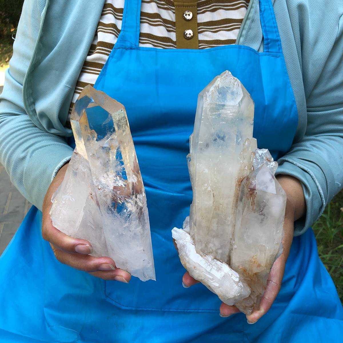 2pcs 4.35 LB Natural Clear Quartz Cluster Crystal Mineral Heals Specimen 6740